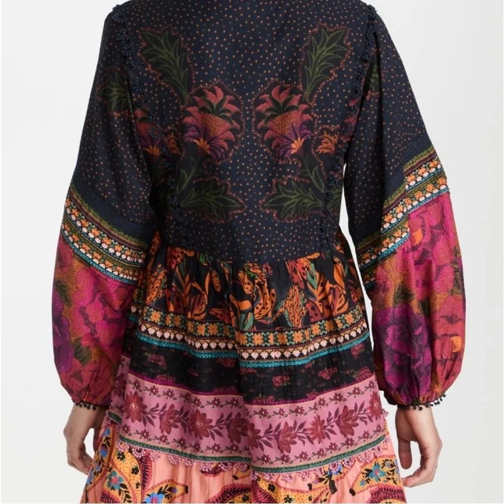 FARM RIO‎ Boho Indie Mixed Patchwork Mini Dress Cotton Gipsy XS - Picture 3 of 7